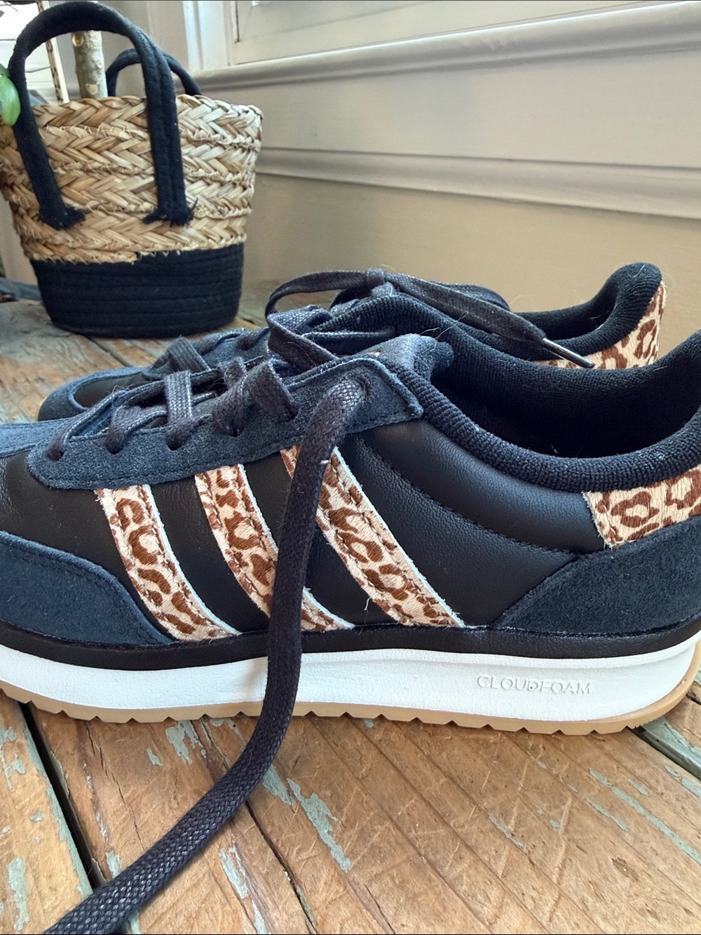 adidas Women's Sneakers with Leopard-Print Stripes